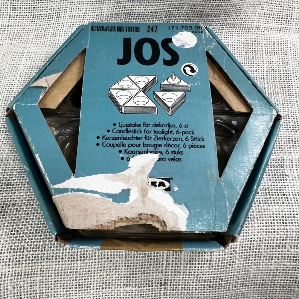 IKEA JOS Glass Tealight Candle Holders Set of 6 1980s Original Box 171.703.96